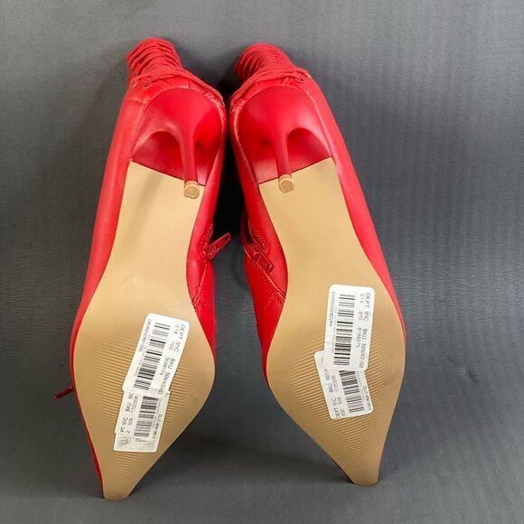 Steve Madden Red Allnight Leather Laced Stiletto Heel Booties womens size 7 new - Picture 8 of 10